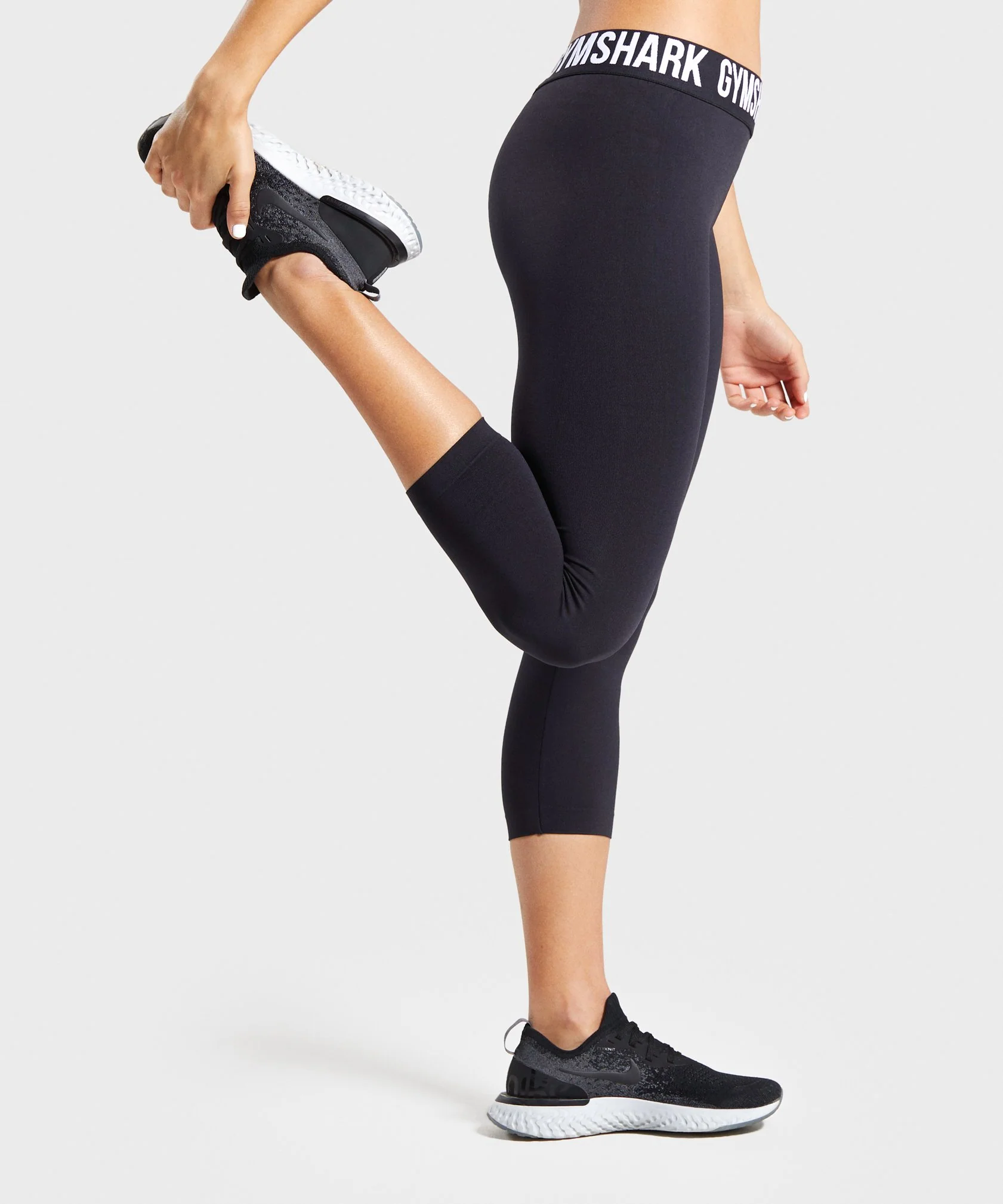 Gymshark Fit Seamless Cropped Leggings - Black/White - Image 3